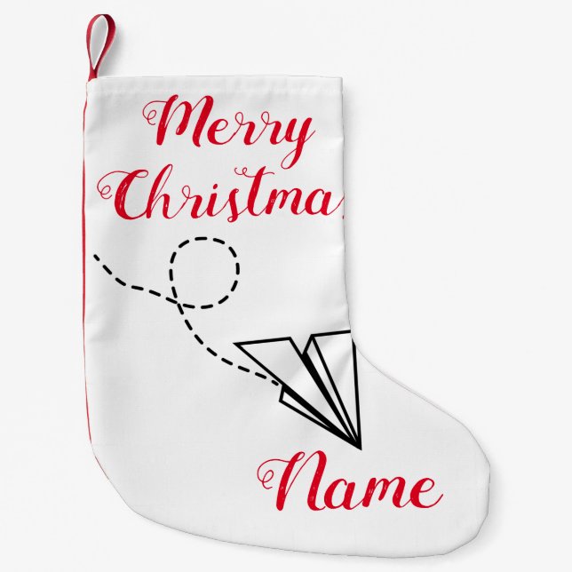 Paper Plane Flying Thunder_Cove Small Christmas Stocking (Front)