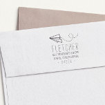 Paper Plane Return Address Self-inking Stamp<br><div class="desc">Add hand stamped charm to all your correspondence with our whimsical paper plane return address stamp,  featuring your name and return address details in a modern mix of handwritten style and block lettering.</div>