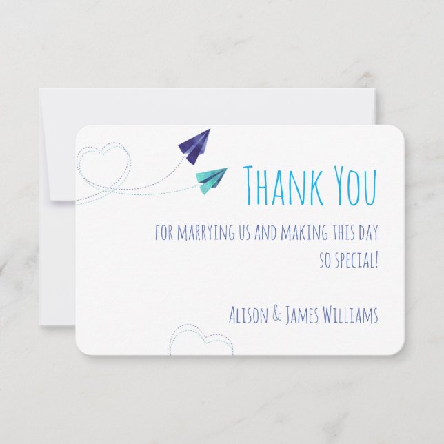 Paper plane watercolor thank you card (Front)