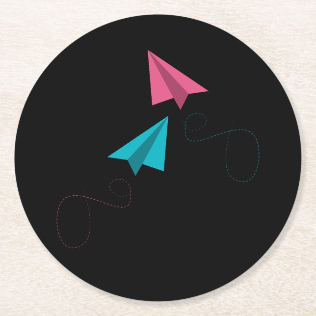 Paper Planes Round Paper Coaster (Front)