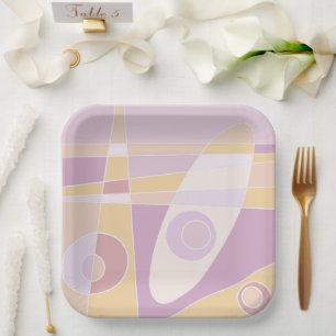 Paper Plate Abstract Surfing Peach