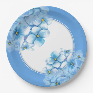 Paper Plate-Blue Hydrangeas Paper Plate