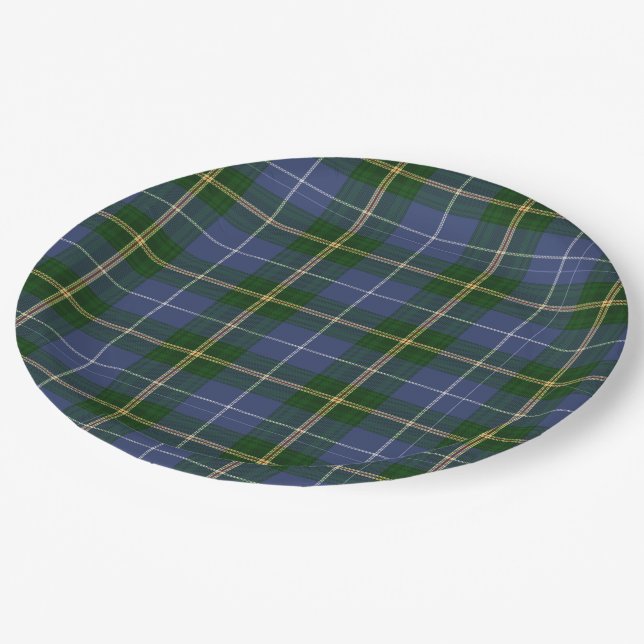 Paper plate   blue Nova Scotia Tartan plaid (Angled)