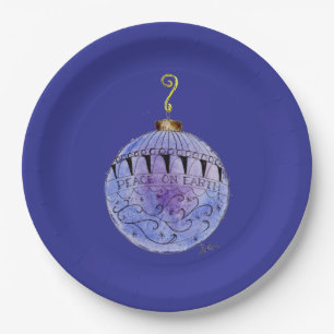 Paper Plate - Blue Peace on Earth Ornament