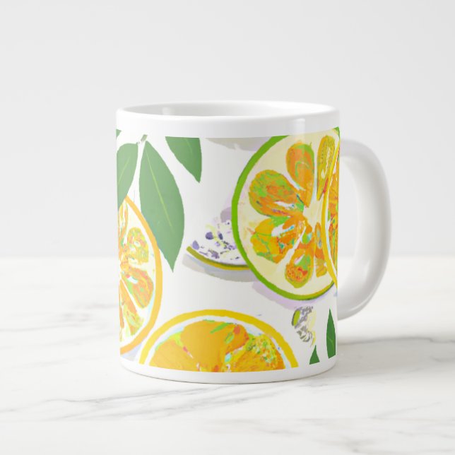 Paper Plate - Boho Citrus Slices Large Coffee Mug (Front Right)