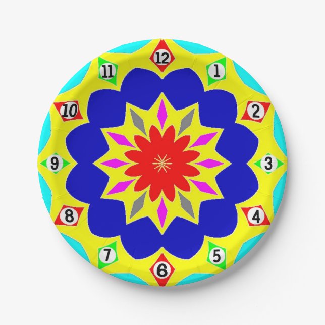 Paper Plate: Colored Clock Effect. Plate (Front)