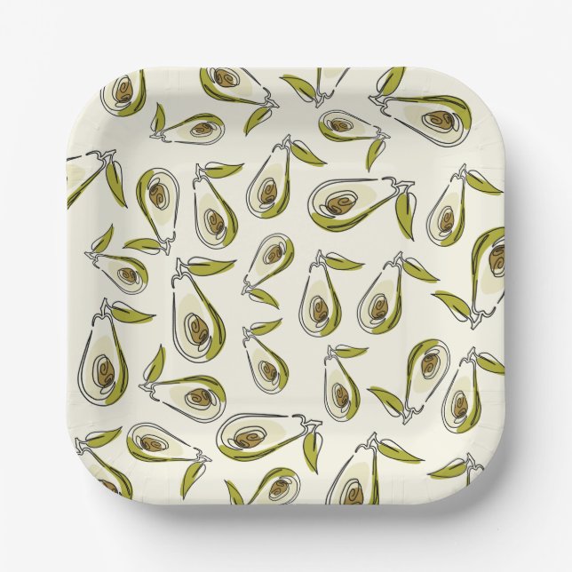Paper Plate features a cute Avocado. (Front)