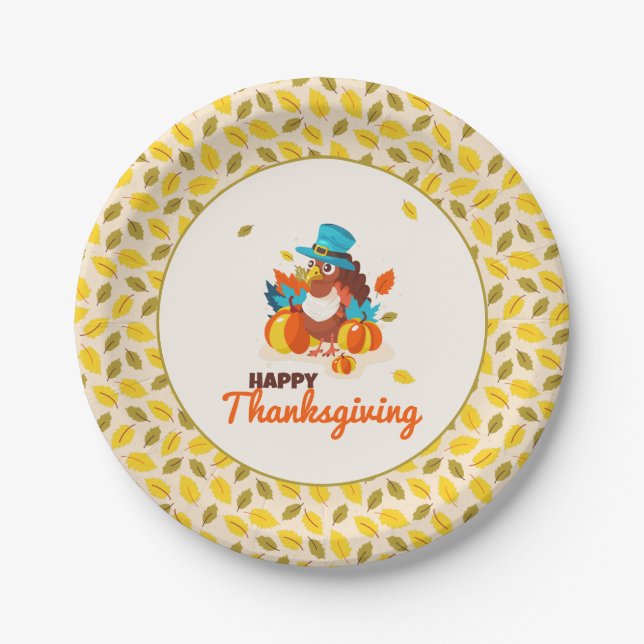 Paper Plate for a traditional Thanksgiving feast (Front)