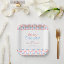 Paper Plate for Baby Shower | Pixelated Theme