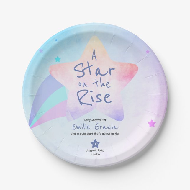 Paper Plate for Baby Shower | Rising Star Theme (Front)