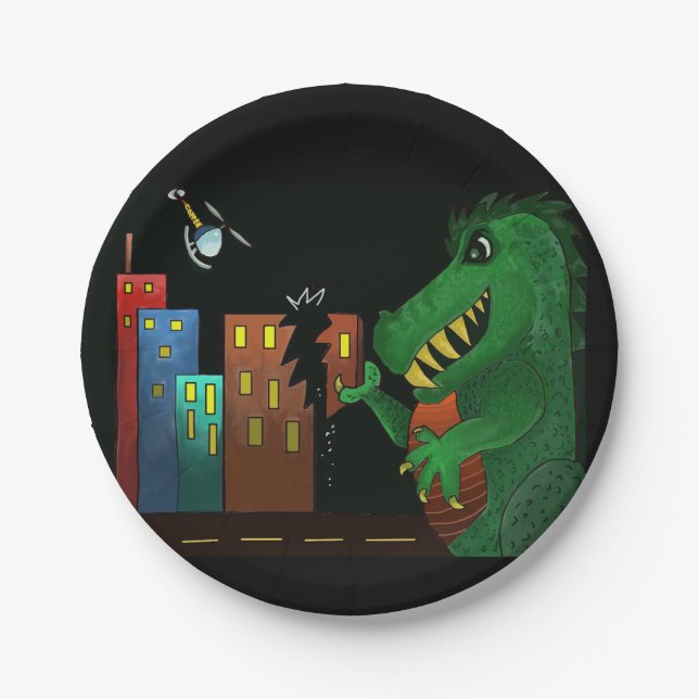 Paper Plate. Godzilla Plate (Front)