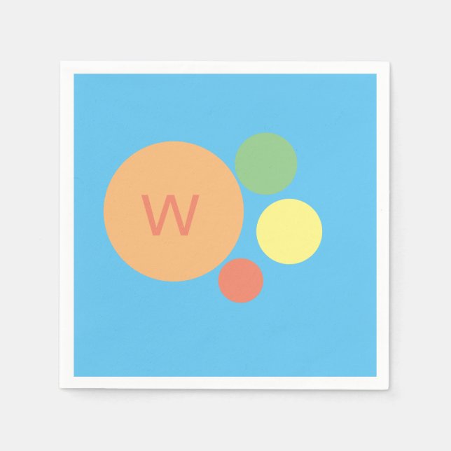 Paper Plate initial monogram minimal simple blue Napkin (Front)