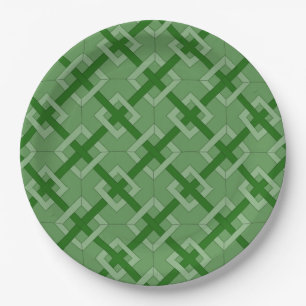 Paper Plate - Interwoven Diamonds in Green