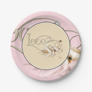 Paper Plate-Love Swans Paper Plate