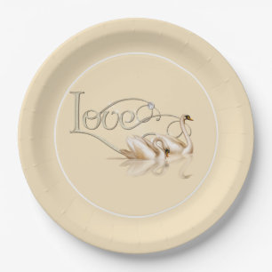 Paper Plate-Love Swans Plate