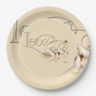 Paper Plate-Love Swans Plate