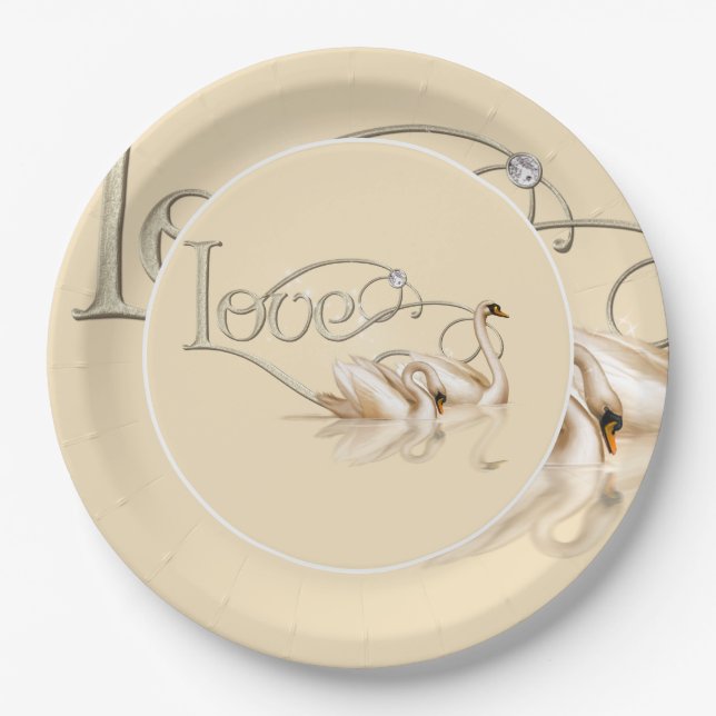 Paper Plate-Love Swans Plate (Front)