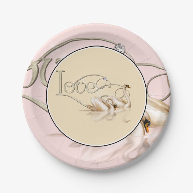 Paper Plate-Love Swans Plate (Front)