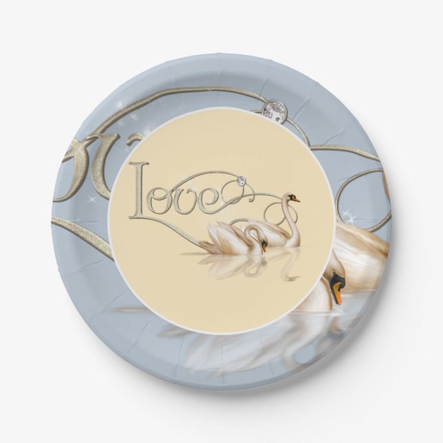 Paper Plate-Love Swans Plate (Front)