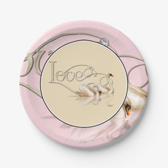 Paper Plate-Love Swans Plate (Front)