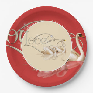 Paper Plate-Love Swans Plate