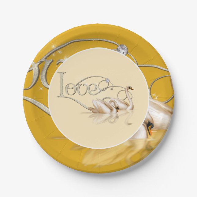 Paper Plate-Love Swans Plate (Front)