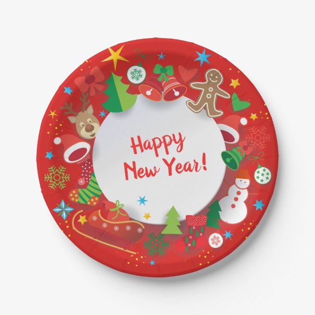 Paper Plate - Merry Christmas Happy New Year! XMAS (Front)