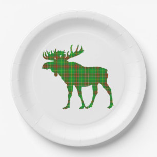 Paper plate Newfoundland Tartan plaid moose