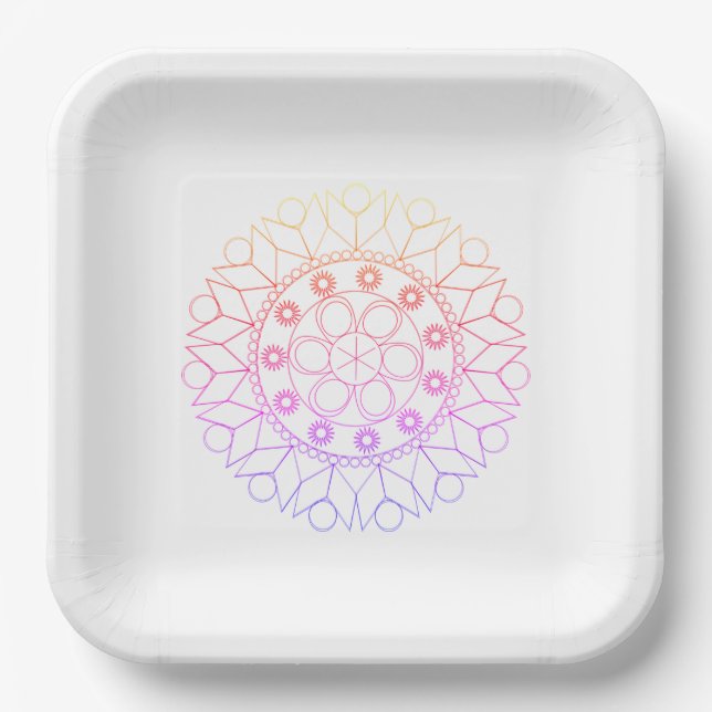Paper Plate - Pastel Coloured Mandala Pattern (Front)