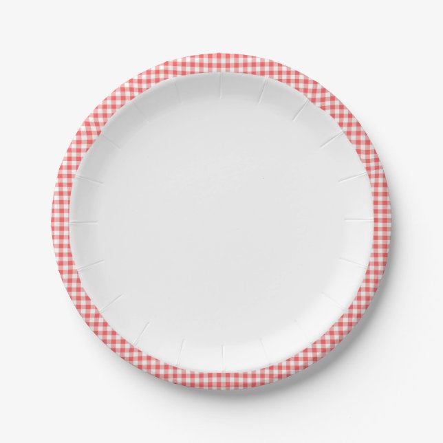 Paper Plate Picnic Red Gingham Birthday Party (Front)