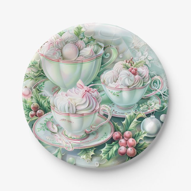 Paper Plate-Pink Victorian Christmas Plate (Front)