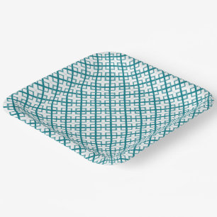Paper Plate - Sea Green Interwoven Squares