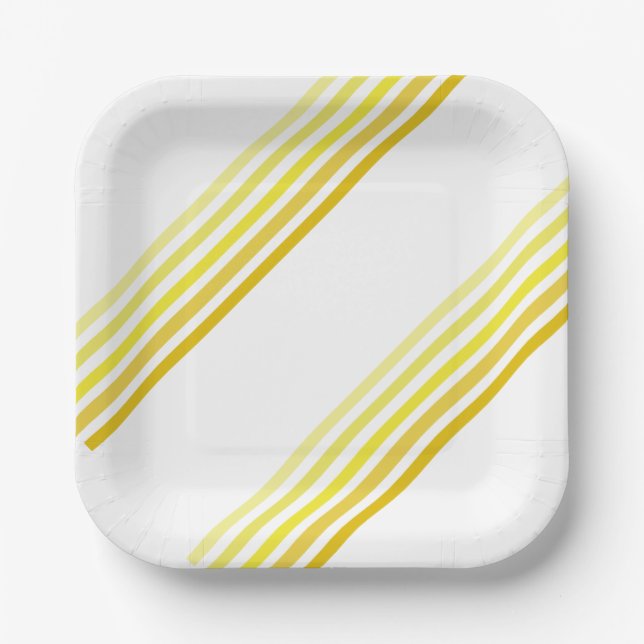 Paper Plate - Shades of Yellow Diagonal Stripes (Front)