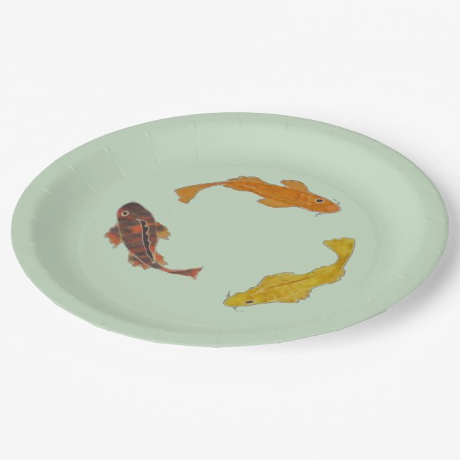 Paper Plate – Three Swimming Koi (Angled)