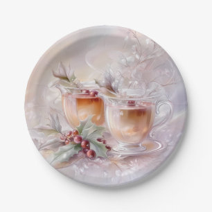 Paper Plate-White Victorian Christmas Plate