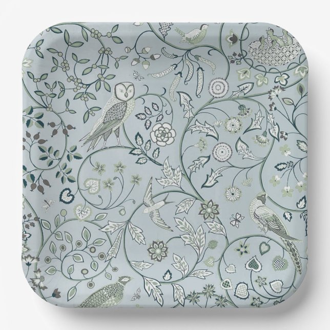 PAPER PLATE : WILLIAM MORRIS : OWL & PHEASANT (Front)