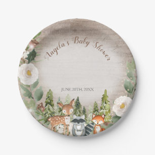 Paper Plate Winter Woodland Animals White Floral