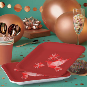 PAPER PLATE WITH BEAUTIFUL ART OF BIRD AND FLOWER