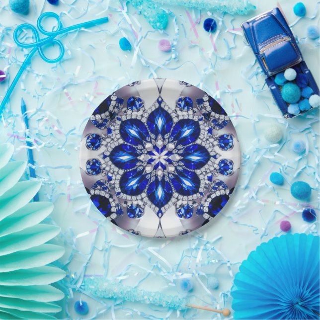 Paper plate with Blue White Colours Design (Party)