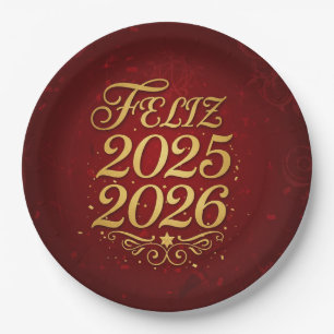 Paper Plate with “Happy 2025–2026” Design   Deco