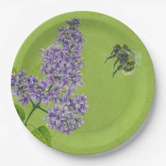 Paper Plate with lilac and bumblebee