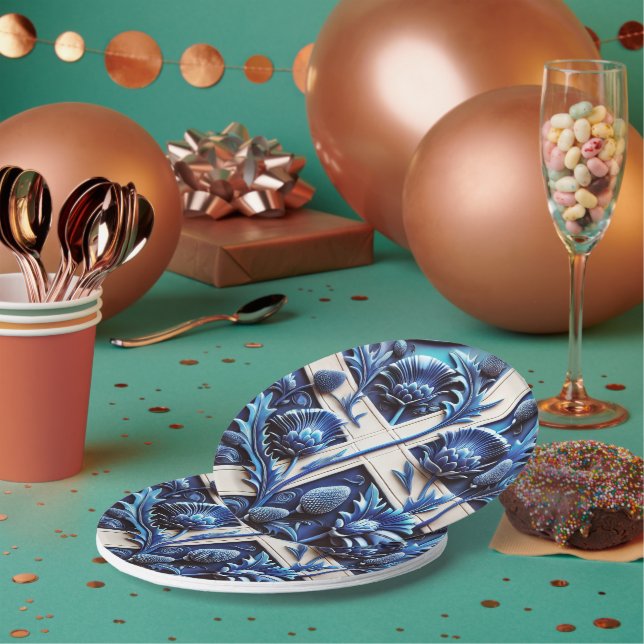 Paper plate with Scottish Thistles Design (Multi)