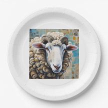 Paper Plate with sheep motive