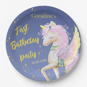 Paper Plate with the image of a gentle unicorn