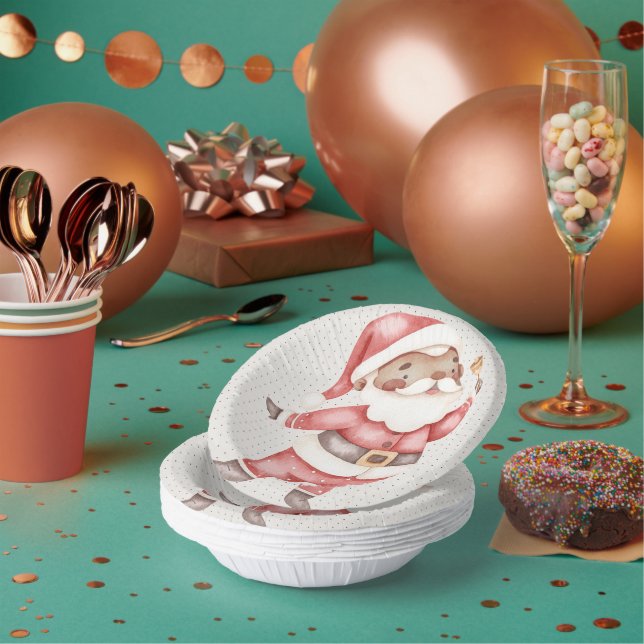 Paper Plate with Watercolor Santa  (Multi)