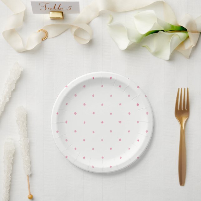 Paper Plates 17,8 cm - Pink Dots (Wedding)