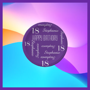 Paper Plates, 18th Birthday Party Repeating Names Plate