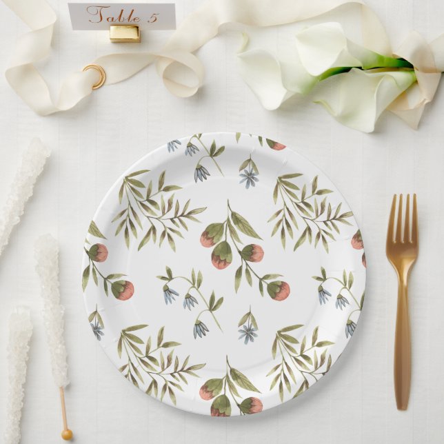 Paper Plates 22,9 cm - Flower Pattern (Wedding)