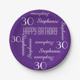 Paper Plates, 30th Birthday Party Repeating Names Plate