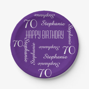 Paper Plates, 70th Birthday Party Repeating Names Plate